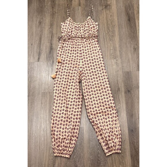 Tory Burch Pants - Tory Burch Jumpsuit Womens Large Floral Logo Cotton Tassel Belted